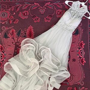 Ivory Lace Bodice Tulle Evening Dress